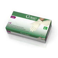 Curad Powder-Free Textured Latex Exam Gloves, Beige, Large, 100 EA/BX