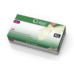 Curad Powder-Free Textured Latex Exam Gloves, Beige, X-Large, 90 EA/BX