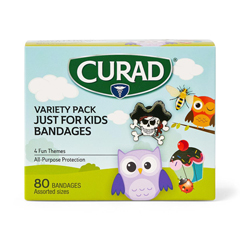 MEDCURVPACK6 - Curad - Just for Kids Waterproof Bandages, Assorted Unisex Print, Assorted Sizes, 80 EA/BX, 24 BX/CS