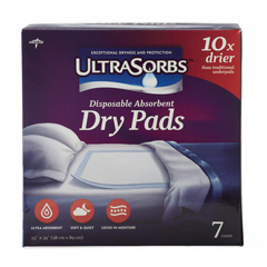 Medline Ultrasorbs Disposable Absorbent Dry Pad Underpads, Retail Packaging, 23