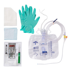 Medline 100% Silicone 2-Layer Foley Catheter Tray with Drain Bag, 10 Each per Case