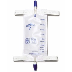 Medline Urinary Leg Drain Bags with Elastic Straps, Twist Valve, 18