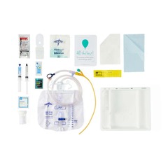 Medline One-Layer Tray with Drain Bag and Silicone-Elastomer Coated Latex Foley Catheter, 14 Fr, 10 mL