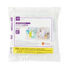 Medline One-Layer Tray with Drain Bag and Silicone-Elastomer Coated Latex Foley Catheter, 14 Fr, 10 mL