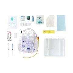 Medline One-Layer Tray with Drain Bag and Silicone-Elastomer Coated Latex Foley Catheter, 18 Fr, 10 mL