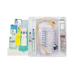 Medline One-Layer Tray with 400 mL Urine Meter with 2,500 mL Drain Bag and Silicone-Elastomer Coated Latex Foley Catheter, 16 Fr, 10 mL