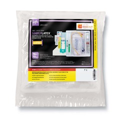 Medline One-Layer Tray with 400 mL Urine Meter with 2,500 mL Drain Bag and Silicone-Elastomer Coated Latex Foley Catheter, 16 Fr, 10 mL