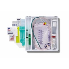 Medline SilverTouch 1-Layer 100% Silicone Foley Catheter Tray with 400 mL Urine Meter and 2,500 Drain Bag, 18 Fr, 10 mL