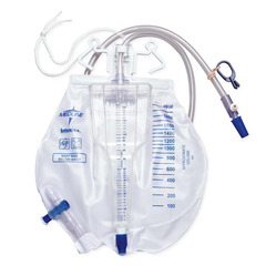 Medline Urine Meter 200 mL with Drain Bag 2,000 mL, Luer Lock, Slide-Tap, 60