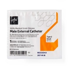 Medline Silicone Condom Catheter, Type 2 Brief (Higher Placement of Adhesive to Reduce Unintended Detachment Risks), Size S (25 mm)