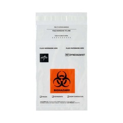 Medline Adhesive-Closure Biohazard Bag with Pocket, 6