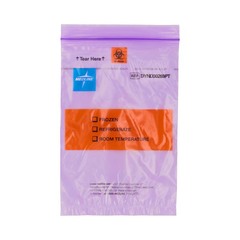 Medline EZ Tear Color-Coded Specimen Transport Bag with Pocket, Purple , 6
