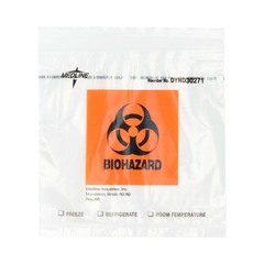 Medline Zip-Style Biohazard Specimen Bag with Pocket, 8