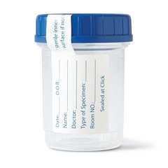 Medline Click N Close Pneumatic Tube Specimen Container with Tamper-Evident Seal, Sterile Fluid Pathway, 3 oz.
