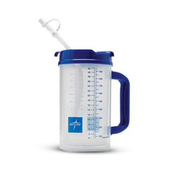 Medline Insulated Carafe with Graduations, Clear with Blue Swivel Lid, 32 oz.