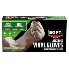 Medline EQPT&reg; Latex-Free Powdered Vinyl Gloves, L/XL, 100/BX, 10BX/CS (1000 total)