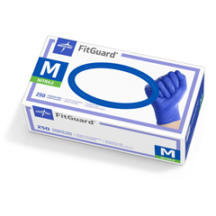 Medline FitGuard Nitrile Exam Gloves, Dark Blue, Medium, 2500 EA/CS