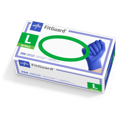 Medline FitGuard Nitrile Exam Gloves, Dark Blue, Large, 2500 EA/CS