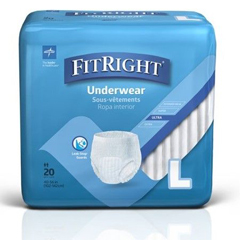 Medline FitRight Ultra Protective Underwear, Large, 40