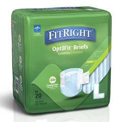 MEDFITEXTRALG - Medline - FitRight Extra Cloth-Like Adult Incontinence Briefs, Size L, for Waist Size 48-58, 80 EA/CS