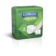 Medline FitRight Extra Cloth-Like Adult Incontinence Briefs, Size M, for Waist Size 32