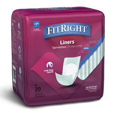Medline FitRight Incontinence Liners, Green, 13