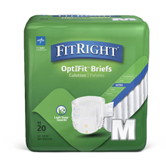 Medline FitRight Ultra Adult Incontinence Briefs, Size M, for Waist Size 32