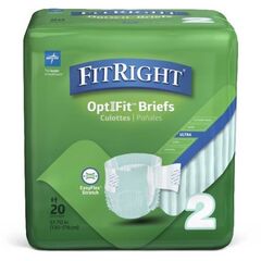 Medline FitRight Stretch Ultra Incontinence Briefs with Center Tab, L/XL/2XL, 51