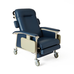 Medline CAL 117 Compliant ComfortEZ Infinite Clinical Recliner with Side Tray, Blueridge, Extra-Wide