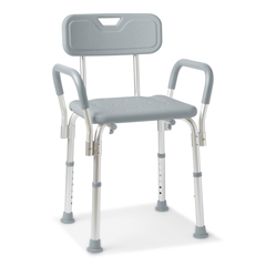Medline Shower Chair with Backrest and Padded Armrests, 350 lb. Capacity