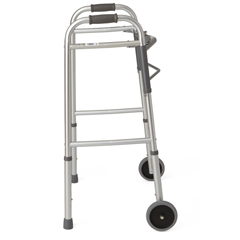 MEDG30757WH - Guardian - Adult Two-Button Folding Walker with 5 Wheels