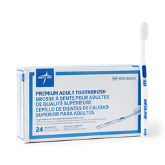 Medline Premium Adult Toothbrush, Individually Wrapped, Soft
