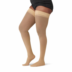 CURAD Compression Hosiery, Thigh High, 15-20 mmHg, Tan, Size A (S), 1/EA