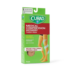 Curad Thigh-High Compression Hosiery, Beige, B, 1/EA