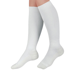 MEDMDS1715BWH - Medline - CURAD Knee-High Cushioned Compression Hosiery with 15-20 mmHg, White, Size B, Regular Length