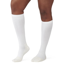 MEDMDS1715DWH - Medline - CURAD Knee-High Cushioned Compression Hosiery with 15-20 mmHg, White, Size D, Regular Length