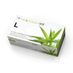 Medline Aloetouch Ice Powder-Free Nitrile Exam Gloves, Green, Large, 200 EA/BX