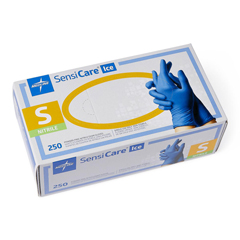 Medline SensiCare Ice Blue Powder-Free Nitrile Exam Gloves, Violet Blue, Small, 250 EA/BX