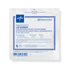 MEDMDS251536LF - Medline - X-Ray Detectable Sterile Lap Sponge, 8 x 36, 5/Pack, 40 Packs/Case