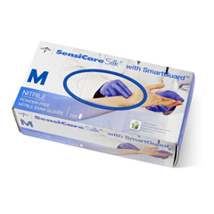 Medline SensiCare Silk Powder-Free Nitrile Exam Gloves, Dark Blue, Medium, 2500 EA/CS