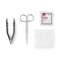 MEDMDS701550H - Medline - Suture Removal Tray with Wire Metal Littauer Scissors and PVP Prep Pad, 1/EA