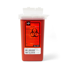 Medline Phlebotomy Sharps Container, Red, 1 Quart