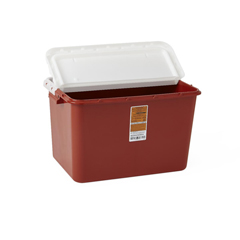 Medline Sharps Containers, Red, Hinged Top Lid, 8 gal., 10 EA/CS