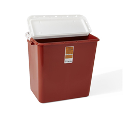 Medline Sharps Containers, Red, Hinged Top Lid, 12 gal., 10 EA/CS
