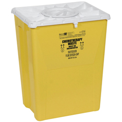 Medline PG-II Flat Sharps Container for Chemotherapy Waste with Port Lid, Yellow, 12 gal., 8 EA/CS