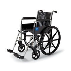 Medline Excel Wheelchair, Permanent Arms, Fixed Footrests, 18