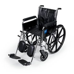 Medline Excel Wheelchair, Full-Length Arms, Elevating Leg Rests, 18