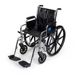 Medline Excel Wheelchair, Removable Desk-Length Arms, Swing-Away Footrests, 300 lb. Capacity, 20