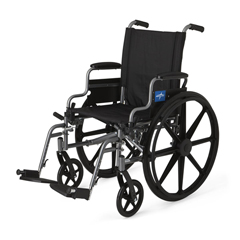 MEDMDS806500E18 - Medline - K4 Basic Lightweight Wheelchair with Flip-Back Desk-Length Arms and Swing-Away Footrests, 300 lb. Weight Capacity, 18 Width