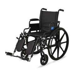 Medline K4 Lightweight Wheelchair with Swing-Back Desk-Length Arms and Detachable Swing-Away Elevating Leg Rests, 300 lb. Weight Capacity, 18